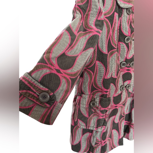 Elevenses Anthropologie Paisley Pink Grey Peacoat Sz 12 NWOT Winter Coat - Picture 6 of 9